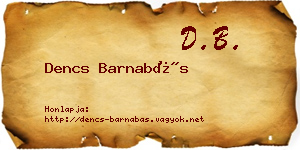 Dencs Barnabás névjegykártya