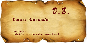 Dencs Barnabás névjegykártya