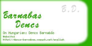 barnabas dencs business card